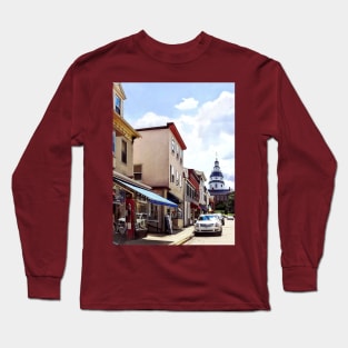 Annapolis MD - Shops on Maryland Avenue and Maryland State House Long Sleeve T-Shirt